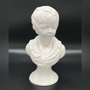 Vintage 60s Napcoware Ceramic Victorian Boy Bust Figurine White Statue Japan